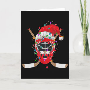Cartão Natal Hockey no Gelo Papai Noel Luzes de Natal Hoc