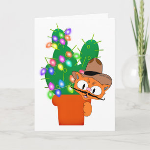 Cartão Natal Humorístico de Vaqueiro Gato