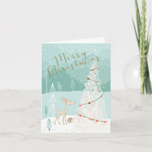 Cartão Natal ilustrado da floresta