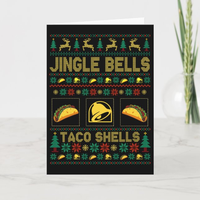Cartão Natal Jingle Bells Taco Conchas Frio Xmas (Frente)