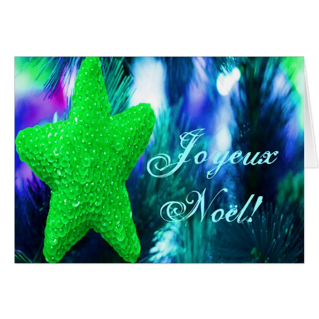 Cartão Natal Joyeux Noel Green - Estrela de Natal III (Frente Horizontal)