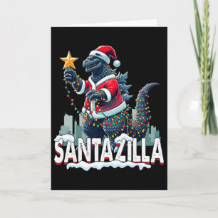 Cartão Natal Kaiju Santazilla Monstro Japonês Dinossa