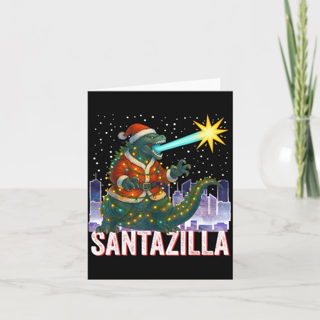 Cartão Natal Kaiju Santazilla Monstro Japonês Dinossa (Frente)