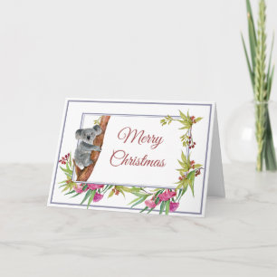 Cartão Natal Koala Eucalyptus Tree Floral