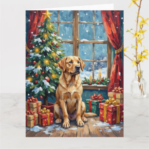 Cartão Natal Labrador Embaixo da Árvore