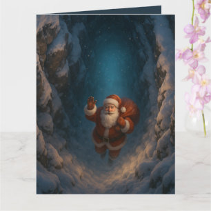 Cartão Natal Mágico Papai Noel no Canyon Nevado