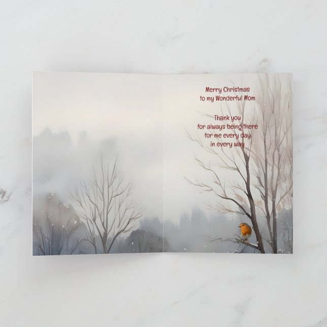 Cartão Natal Maravilhosa Mãe Inglês Robin (Interior)