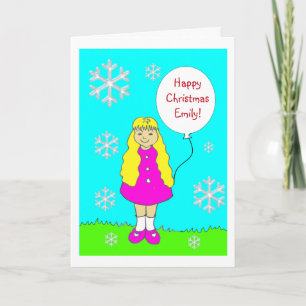 Cartão Natal Menina Pequenina Fofa