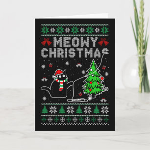 Cartão Natal Meow Engraçado Amantes de Gatos Feio Xmas Fé