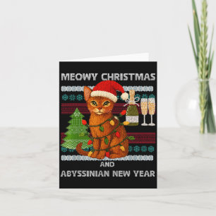 Cartão Natal Meowy Divertido Gato Abissínio Chapéu de Pap