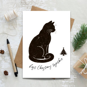 Cartão Natal Minimalista Juntos Gato Primeiro Natal