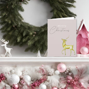 Cartão Natal Minimalista Moderno Rena Dourada