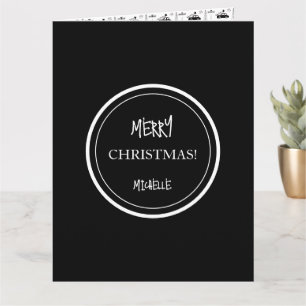 Cartão Natal Moderno Preto e Branco Personalizado