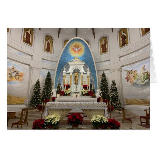 Cartão Natal Monte Carmel Padre Pio Gemma Galgani (Frente Horizontal)