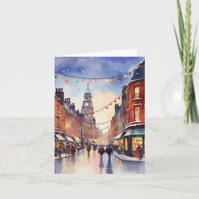 Cartão Natal na Dublin Watercolor (Frente)