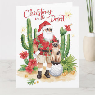 Cartão Natal no Arizona com Papai Noel e Cactus