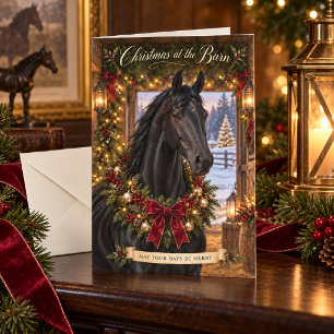Cartão Natal no Celeiro American Saddlebred Preto