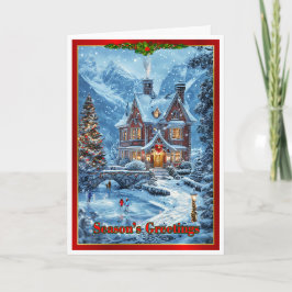 Cartão Natal no lago da família