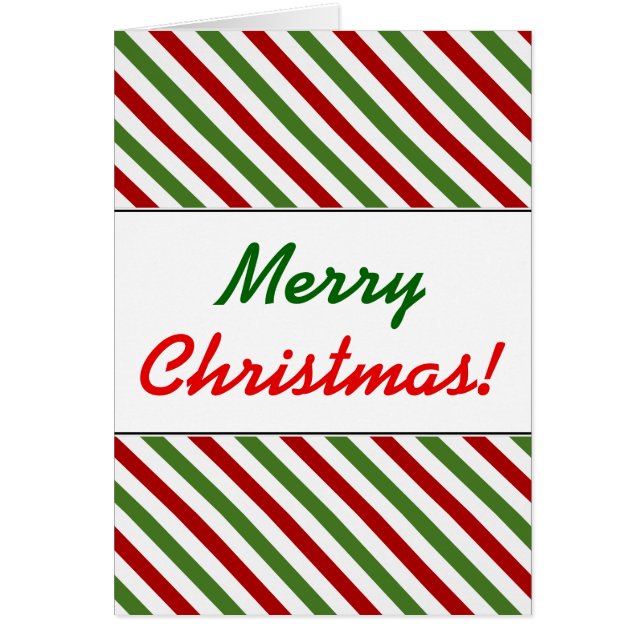Cartão Natal; Padrão Vermelho, Branco e Verde Strike (Frente)