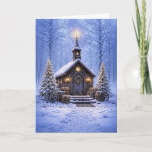 Cartão Natal País Ocidental Igreja Rústica Neve