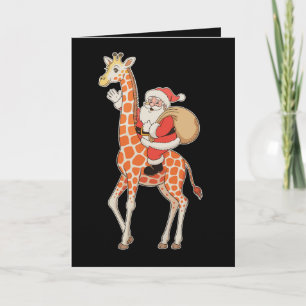 Cartão Natal Papai Noel Cavalgando Girafa Temporada de Fé