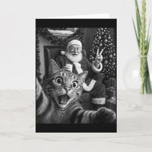 Cartão Natal Papai Noel Feliz X-mas Gato Engraçado Selfie