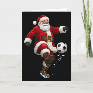 Cartão Natal Papai Noel Jogador de Futebol Festivo Alegre