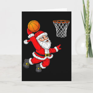 Cartão Natal Papai Noel Mergulhando Um Bysketbyll Diversã