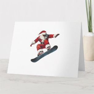 Cartão Natal Papai Noel Snowboard Esqui Esquiador