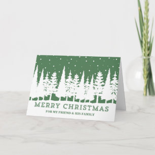 Cartão Natal para Amigos e Famílias da Floresta Verde