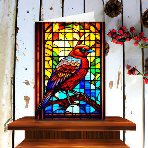 Cartão Natal para as aves de vidro bonito