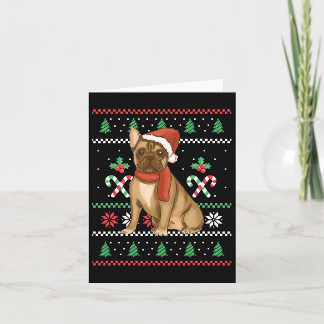 Cartão Natal para o Buldogue Francês (Frente)