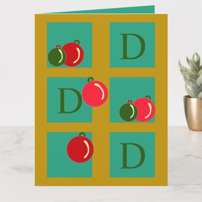 Cartão Natal para ornamentos Dourados, Verdes e Personali (Planta pequena)