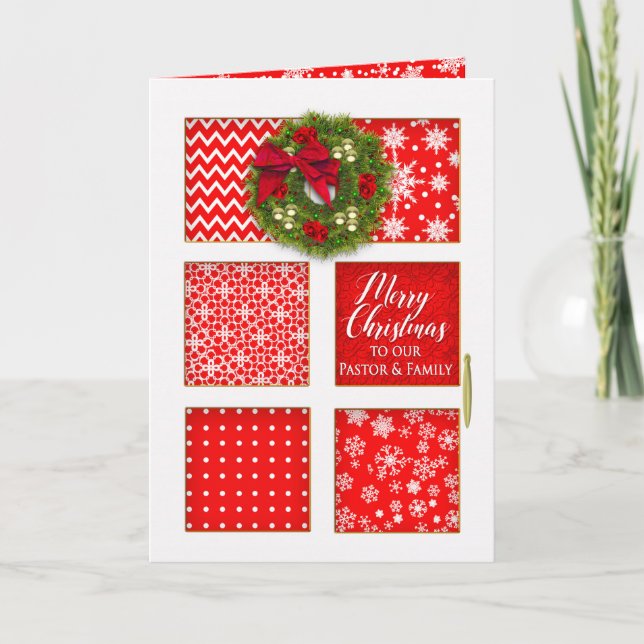 Cartão Natal, Pastor, Porta de Painéis Vermelhos com Ferr (Frente)