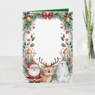 Cartão Natal personalizado com Papai Noel e amigos