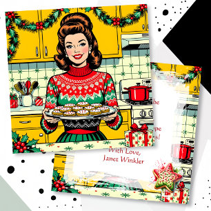 Cartão Natal Personalizado de Arte Pop Retro Fofo