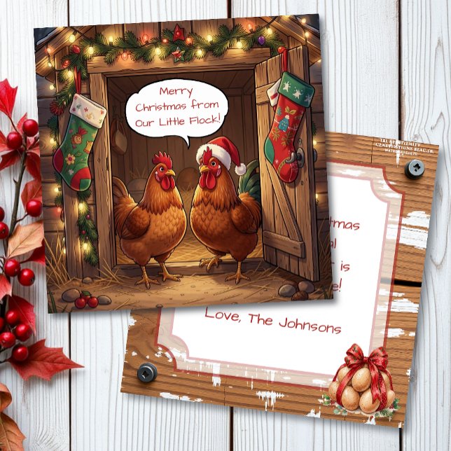 Cartão Natal Personalizado de Frango Engraçado (Criador carregado)