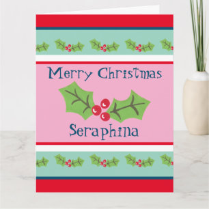Cartão Natal Personalizado Holly & Berries
