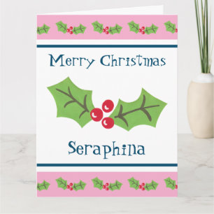 Cartão Natal Personalizado Holly & Berries