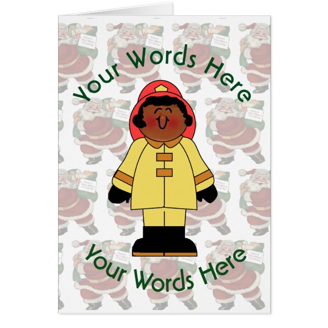 Cartão Natal Personalizado para Bombeiro Negra Brinquedo (Frente)