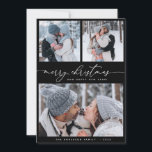 Cartão Natal preto 3 Collage Multi Photo Holiday<br><div class="desc">Esta design é adequada para a família ou amigos,  o cartão de Férias de Natal. Há também uma foto na parte de trás do cartão.</div>