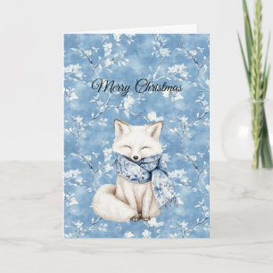 Cartão Natal Raposa Floral Azul