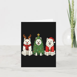 Cartão Natal retrô cão esquimó americano Papai Noel Rena