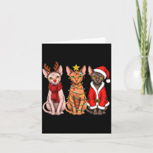 Cartão Natal Retro Gato Sphynx Papai Noel Rena 
