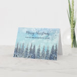 Cartão Natal Rustic Snowy Brother<br><div class="desc">Feliz Natal para o irmão com uma floresta rústica e nevada de cor d'água.</div>