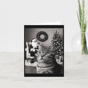 Cartão Natal Santa Claus Feliz X-mas Engraçado Gato Selfi