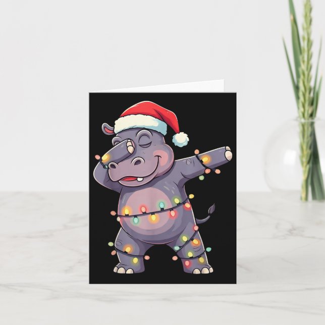 Cartão Natal Santa Hat Dabbing Hip Xmas Lights Dab Gi (Frente)