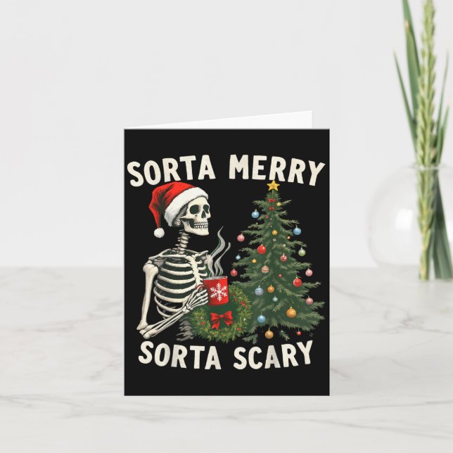 Cartão Natal Skeleton Sorta Feliz Sorta Y Xmas Homens (Frente)