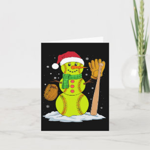 Cartão Natal Snowman Softball Pitcher Rapazes Crianças