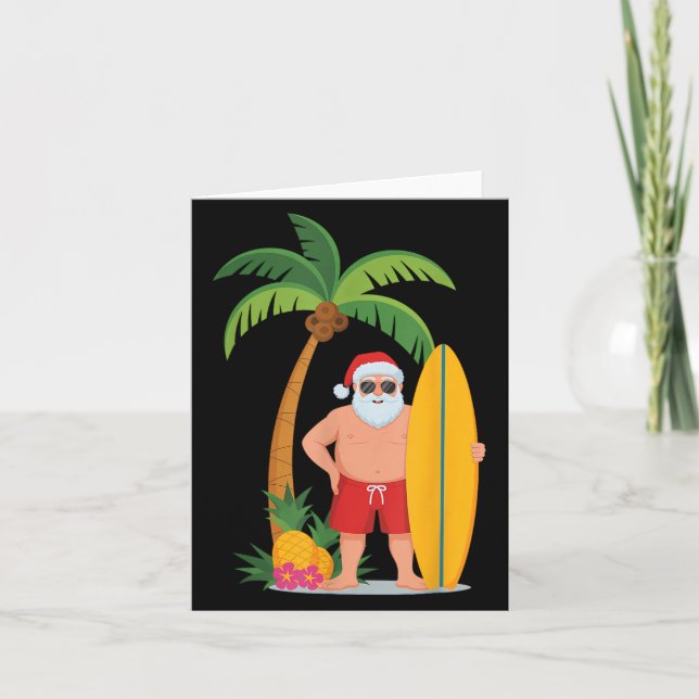 Cartão Natal Surf Papai Noel Praia Ne Férias Surfando  (Frente)